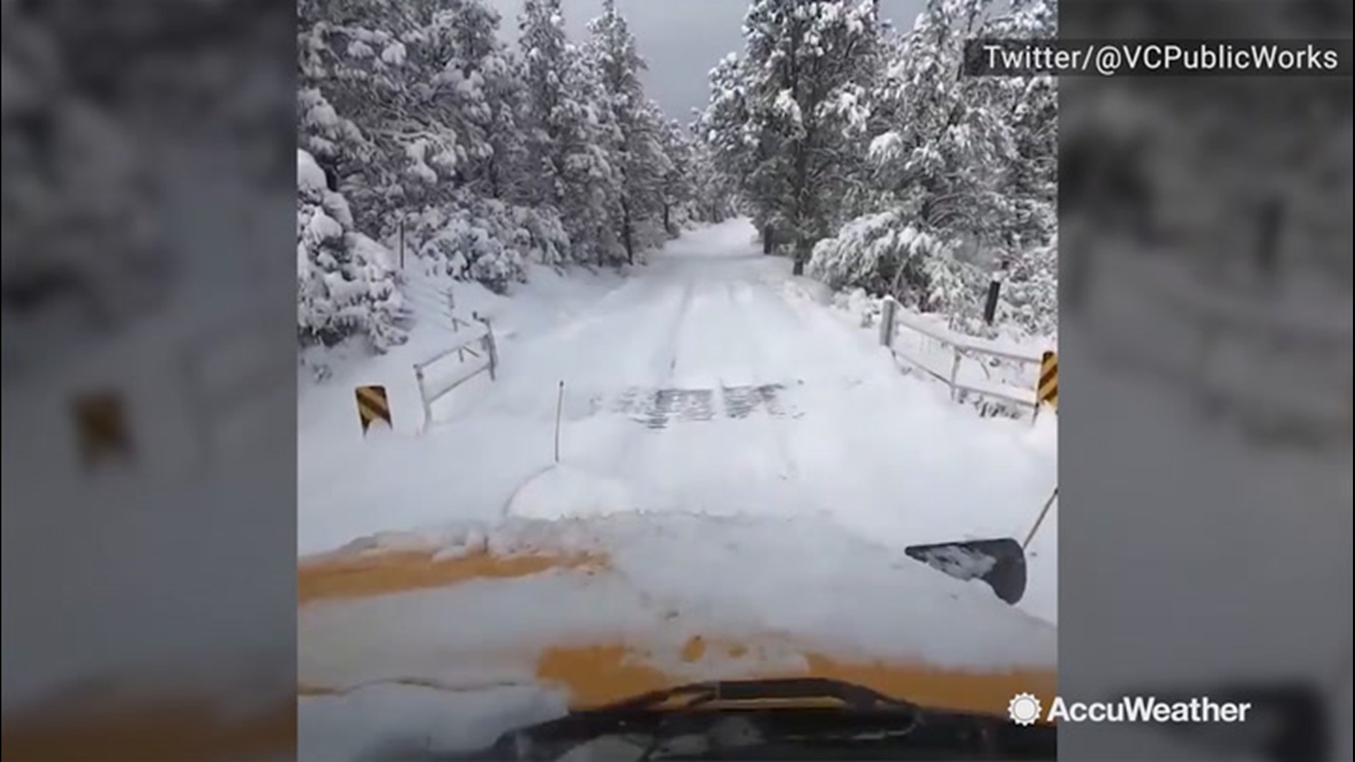Crews worked through Thanksgiving Day to clear two feet of snow off these mountain roads in Ventura County, California.