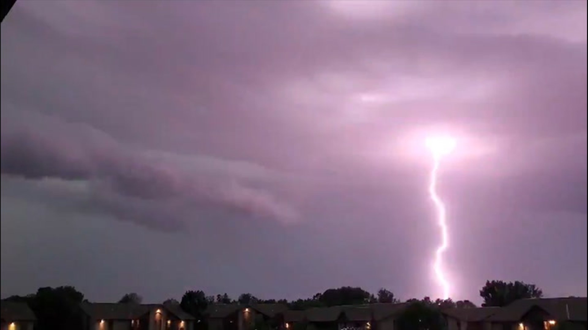 Vivid lightning could be seen during the evening of June 2 as thunderstorms moved through Appleton, Wisconsin.