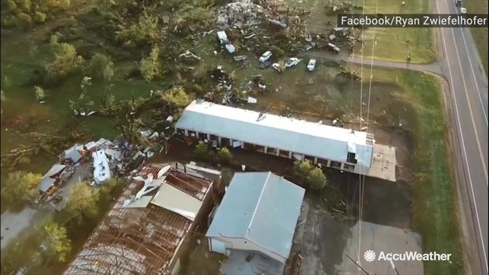 Drone footage shows extensive damage from tornado