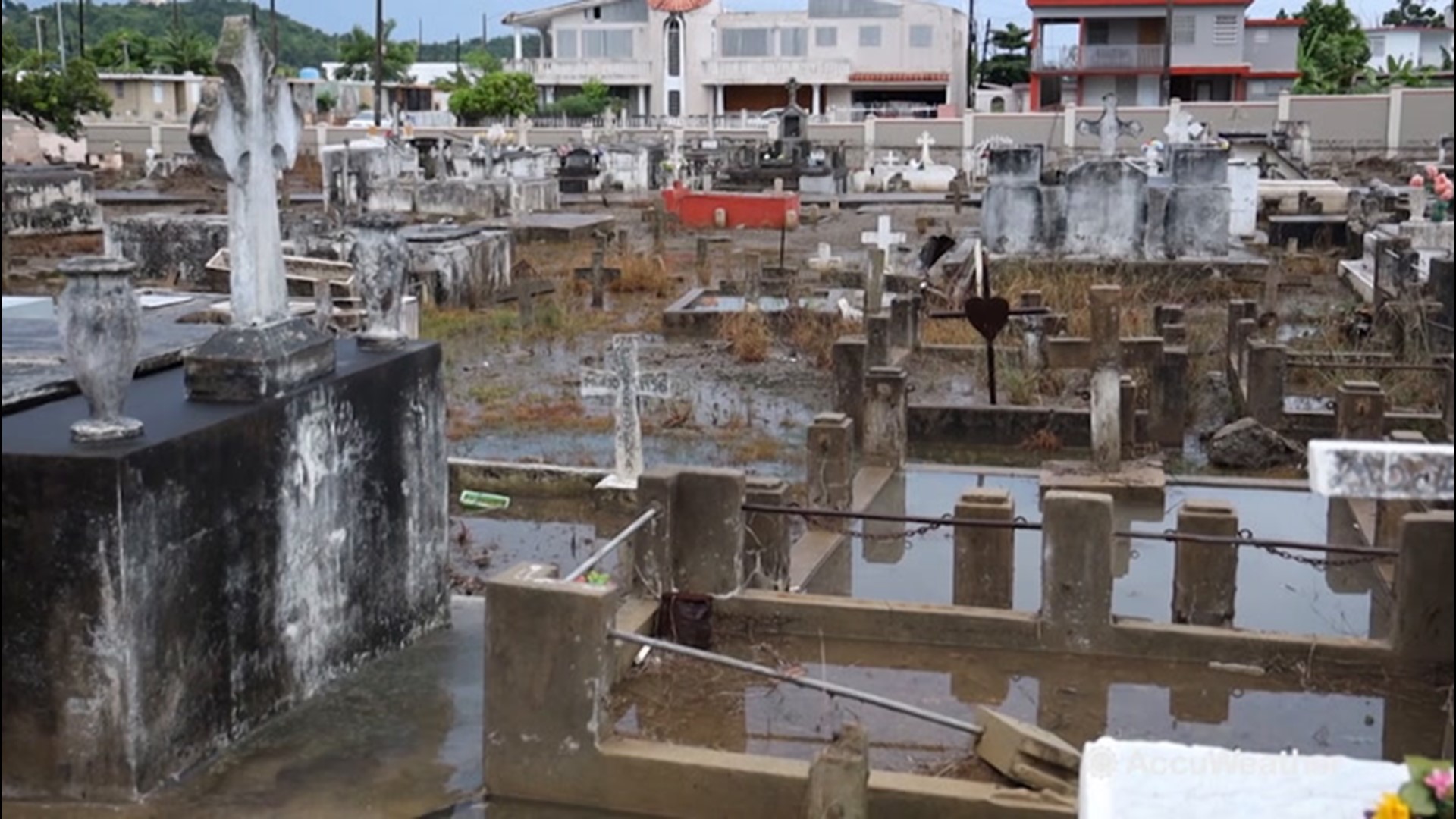 Leaking Crypts Puerto Rican graveyard flooded in aftermath of Hurricane Dorian ...