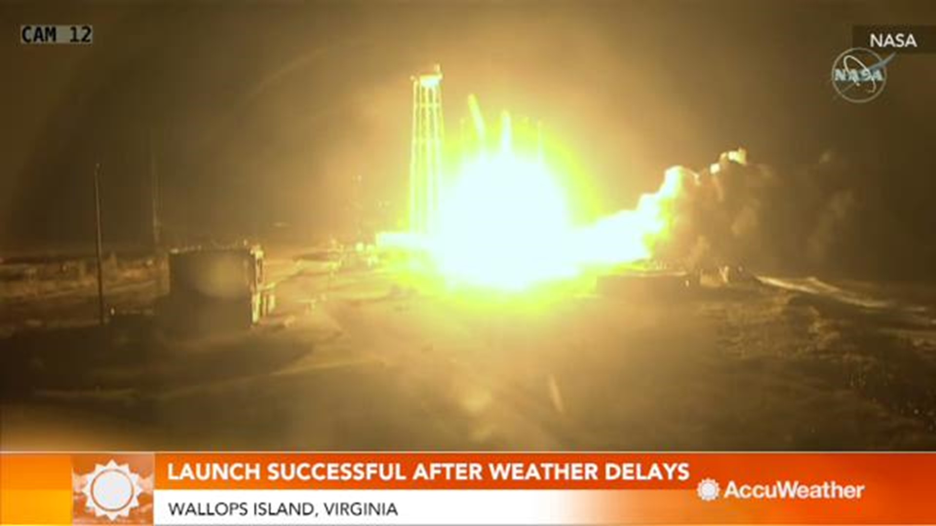 After being delayed for two days by bad weather, NASA successfully launched the Antares rocket.  It is carrying the Cygnus spacecraft on a re-supply mission to the International Space Station to deliver food and science equipments.