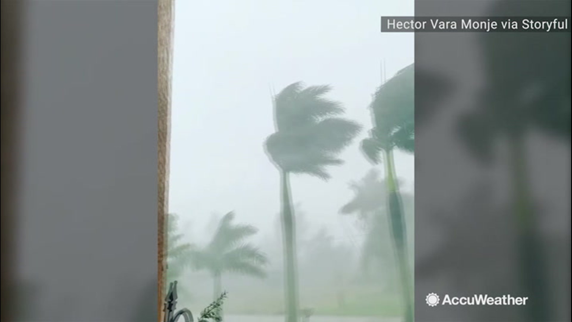 Just after a tornado associated with Tropical Storm Nestor touched down in Cape Coral, Florida, rain and wind continued fall on the city, on Oct. 19.