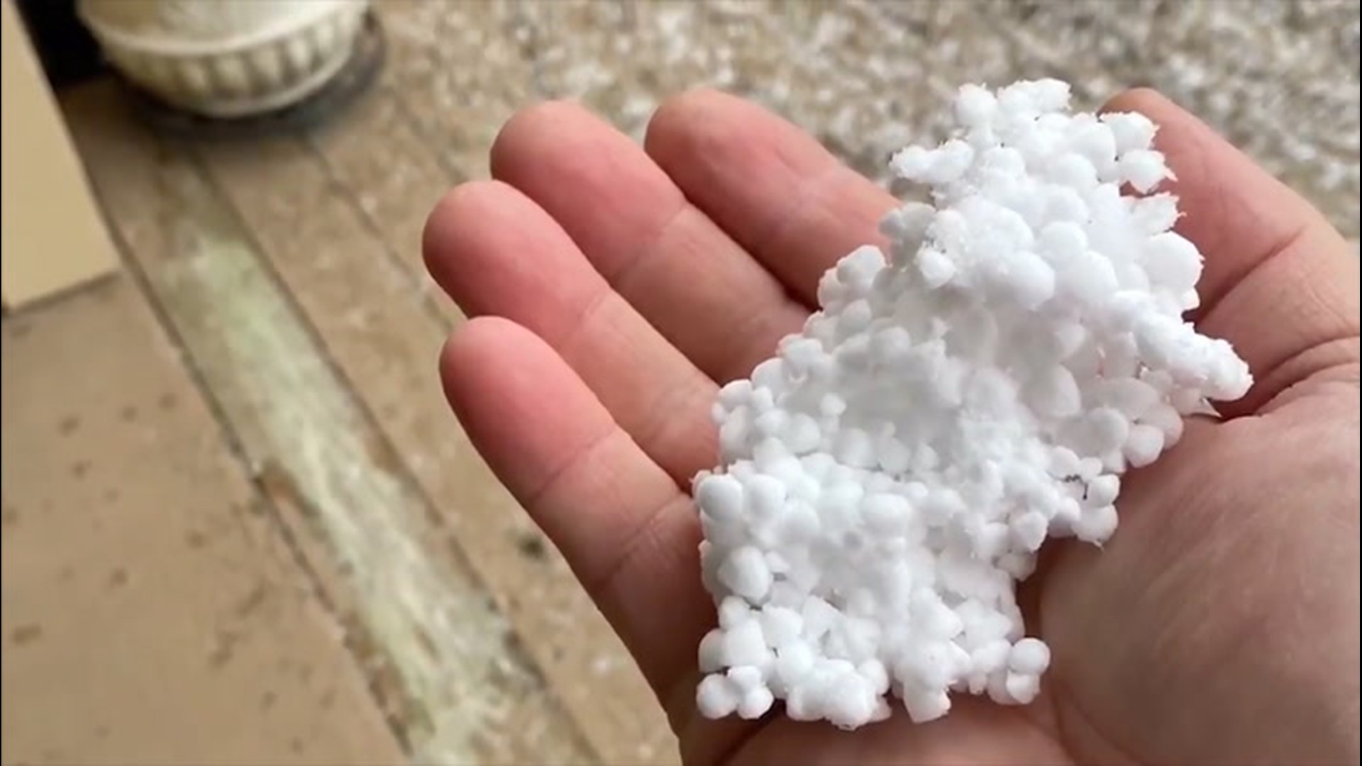Twitter user @b_taunton learned about graupel when his home in Sylacauga, Alabama, was hit with a downpour on Jan. 13. The small balls form when supercooled water droplets freeze on falling snowflakes.