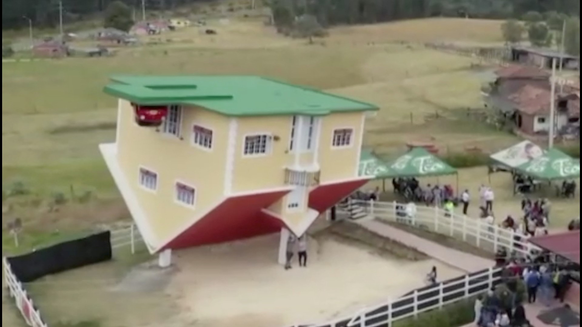 The upside-down house in Colombia has all the furniture in the opposite direction of a typical building.