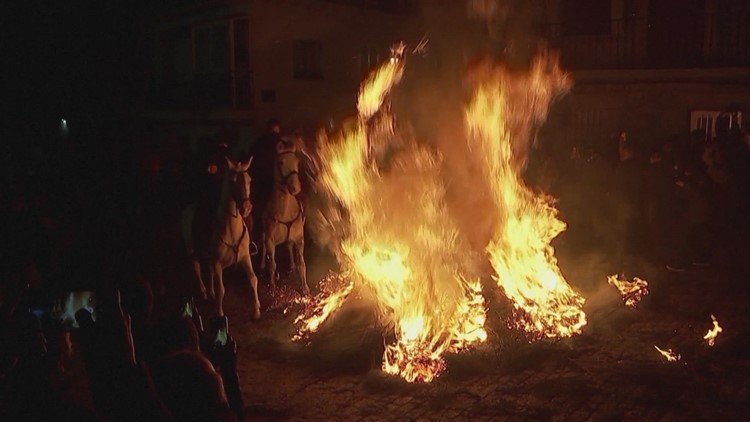 No Horseplay! Spanish Festival Features Horses Jumping Through Bonfires as Part of Purification!