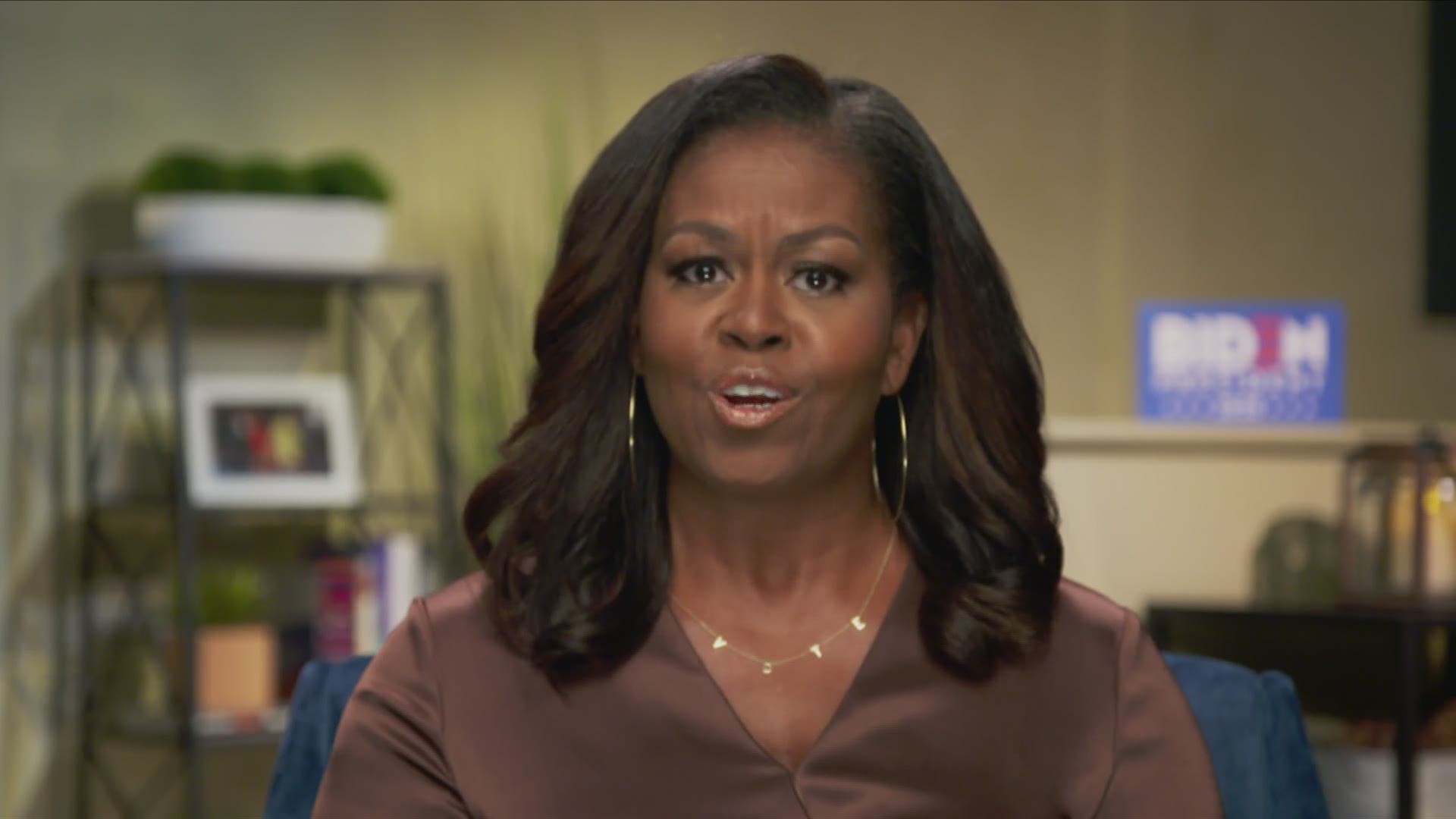 Michelle Obama said whenever we look to the current White House for leadership, what we get is 'chaos, division and a total and utter lack of empathy.'