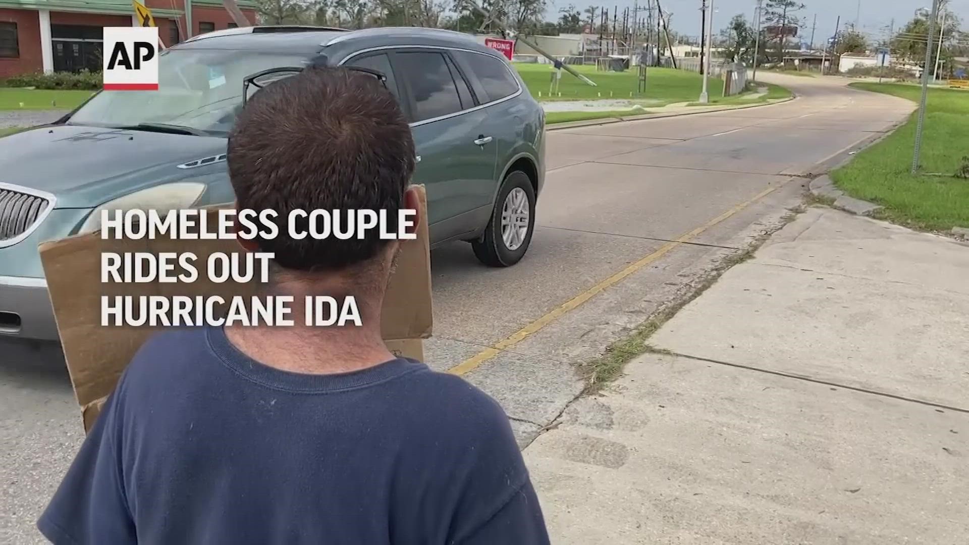 Angelique and Wilfred Hebert  rode out Hurricane Ida in a tent under a Louisiana bridge; they had few other options and couldn't afford to get out of Ida's path.