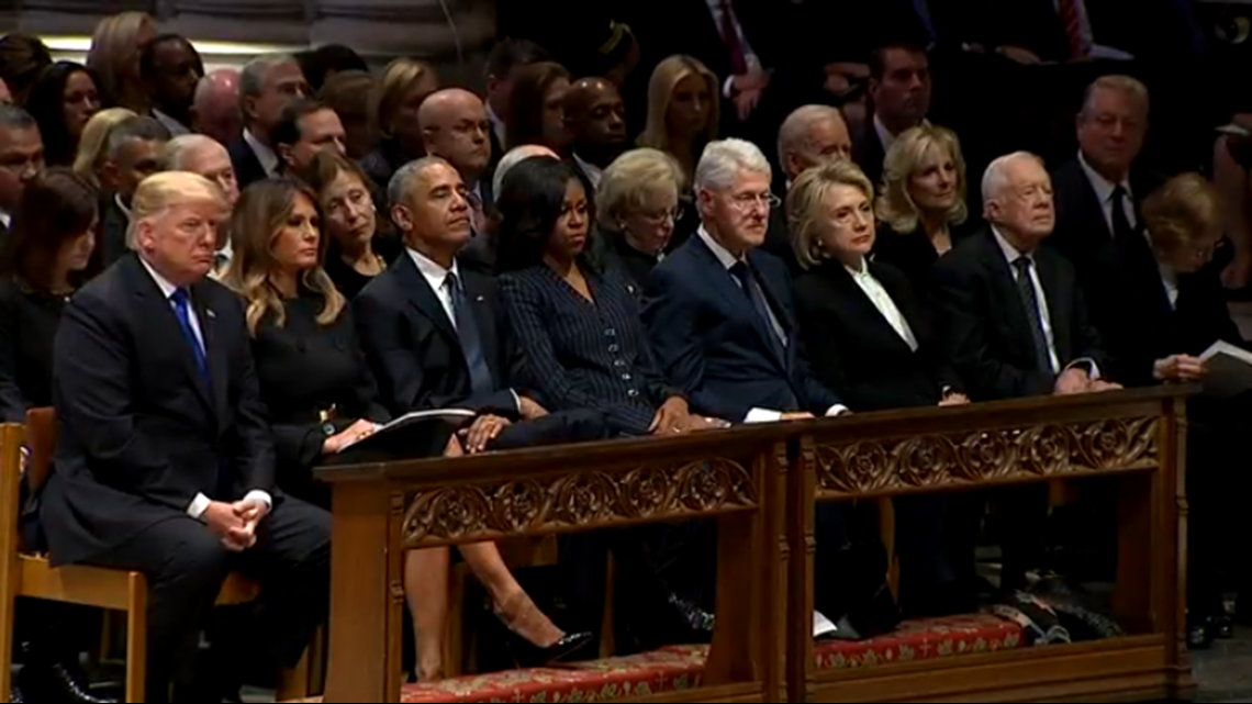 Trump Former Presidents Together At George H W Bush State Funeral 13newsnow Com