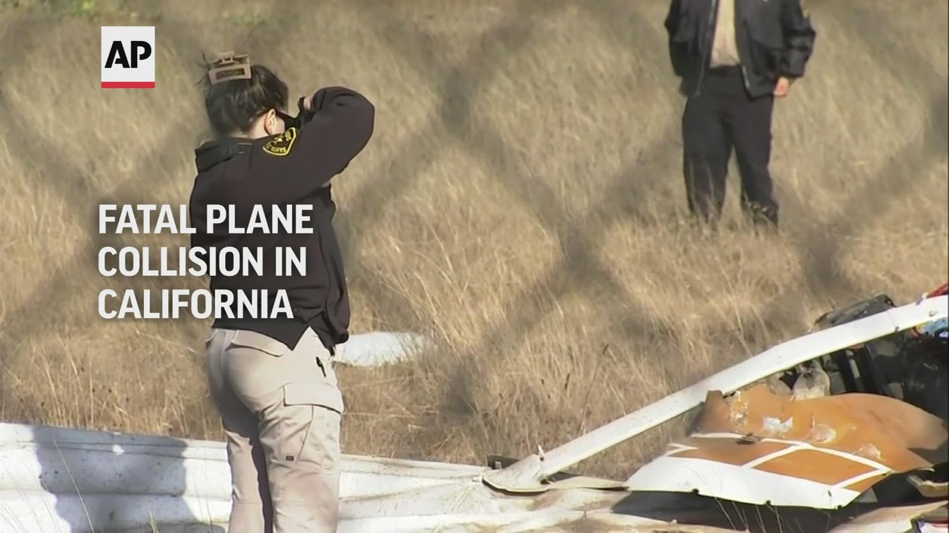 Two small planes collided south of San Francisco while trying to land at a local airport Thursday and at least two of the three occupants died, officials said.