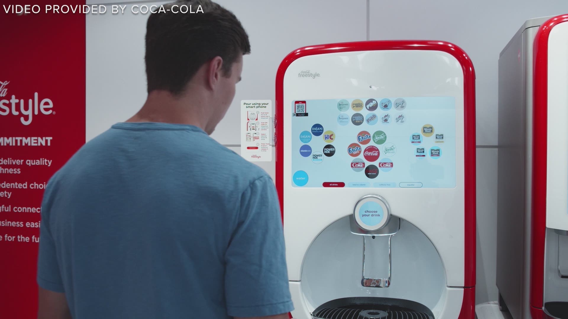 Coca-Cola's contactless Freestyle drink dispenser allows customers to pour their drink from their smartphone. (Video provided by Coca-Cola)