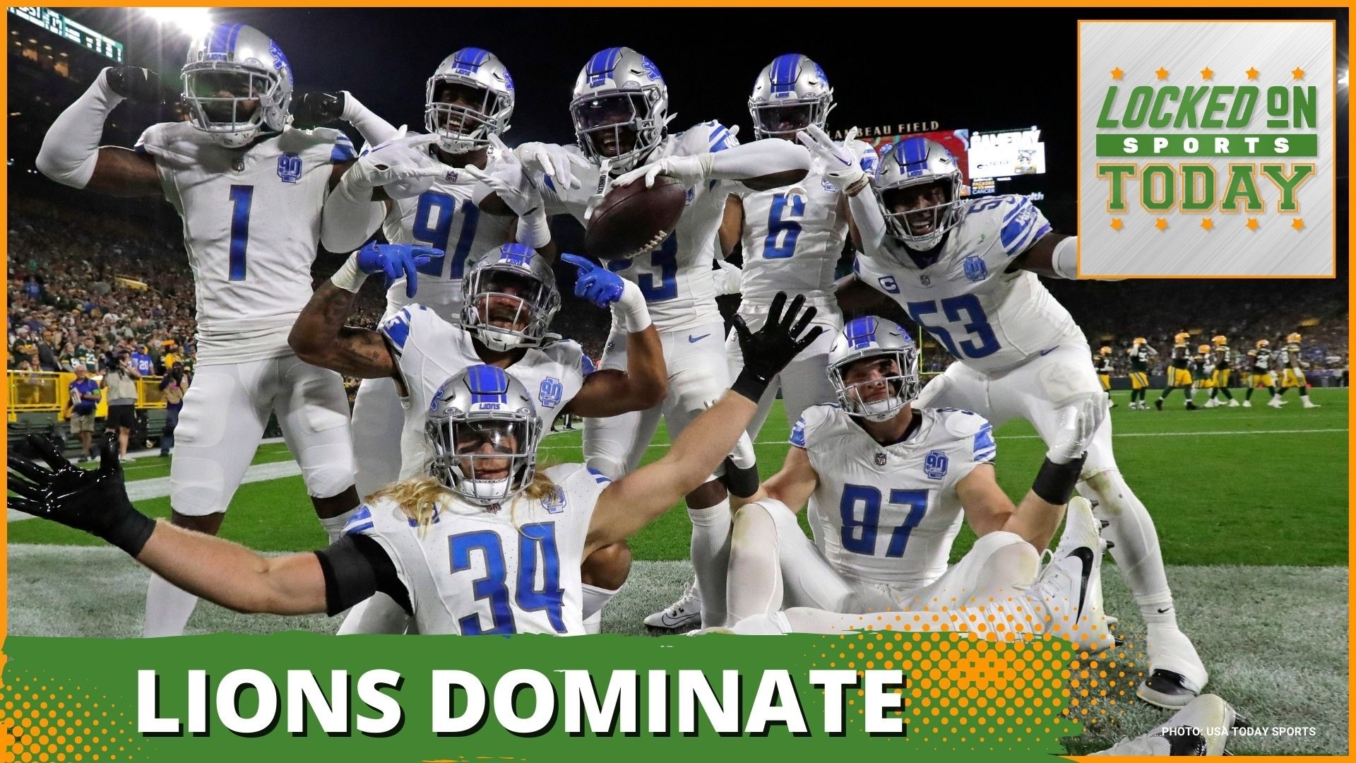 Detroit Lions pound the Packers at Lambeau 34-20.