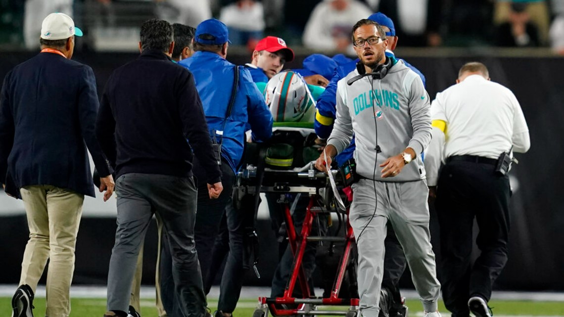 Tua Tagovailoa Left On A Stretcher After Hitting His Head