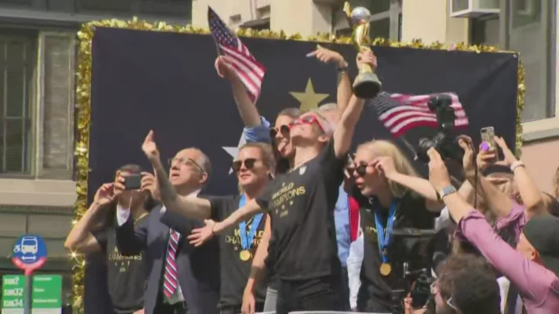 Team USA celebrates its 2019 FIFA Women's World Cup championship with a parade in New York City.