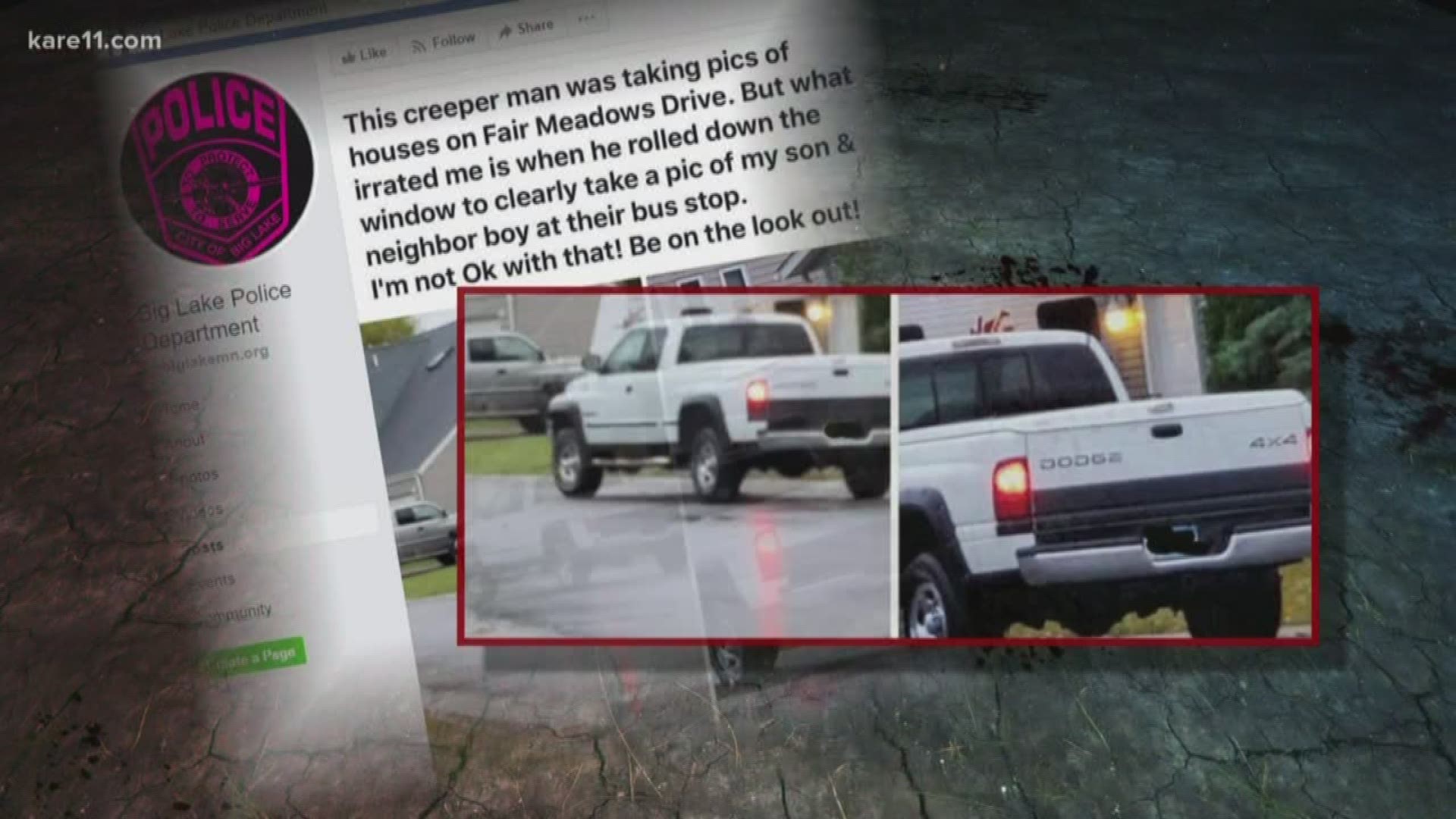 The man says the post has caused people to recognize his truck and call him names. He says he took a wrong turn and stopped to call his son for directions.