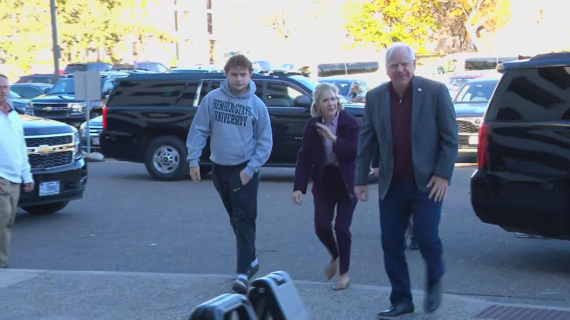 Gov. Walz, his wife Gwen and son Gus pulled up to the Ramsey County elections office — accompanied by a secret service detail — and cast their ballots.