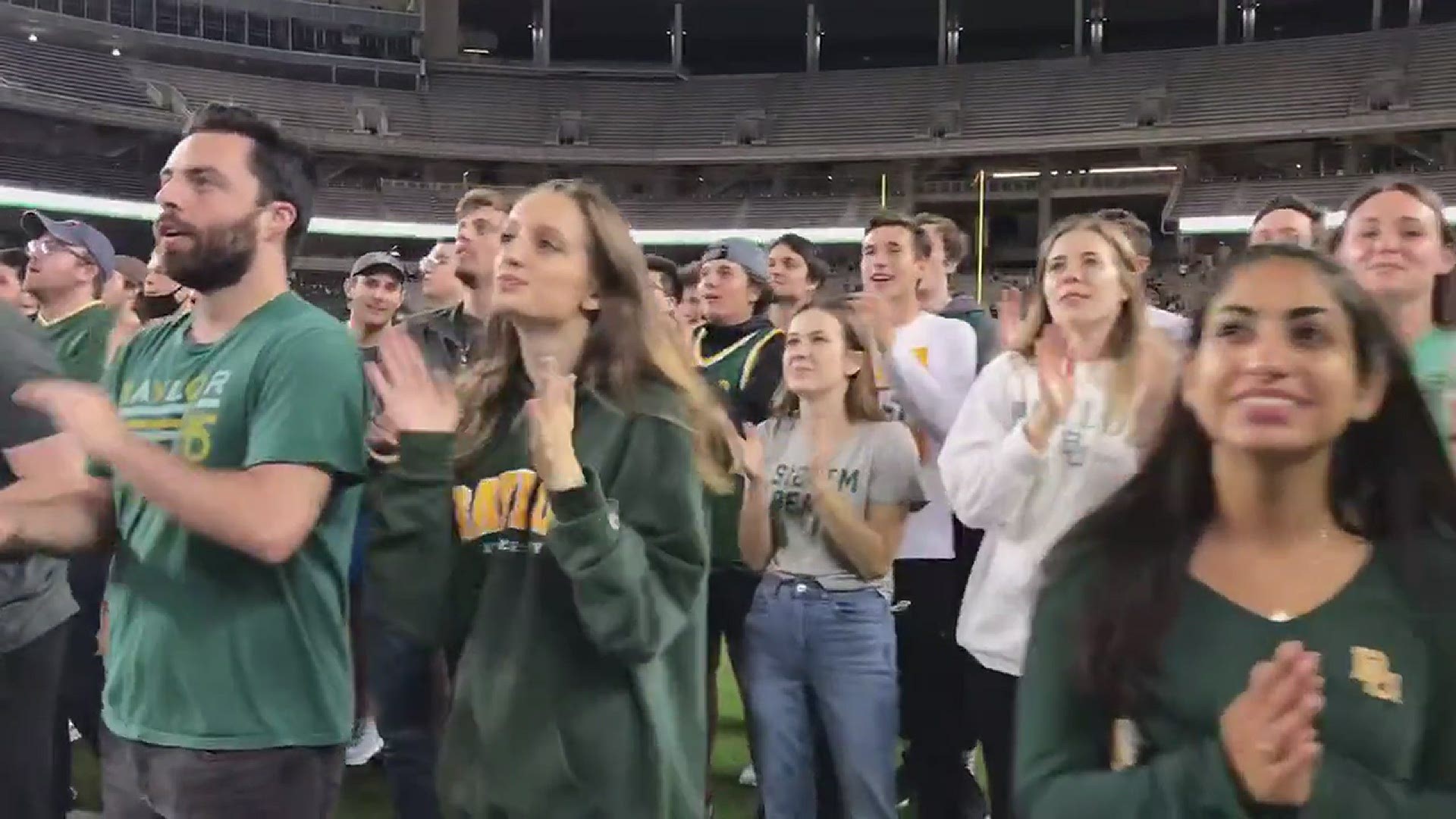 Though the final match is happening in Indianapolis, Baylor Bears fans are cheering on their team loud at McLane Stadium.
Credit: Bary Roy