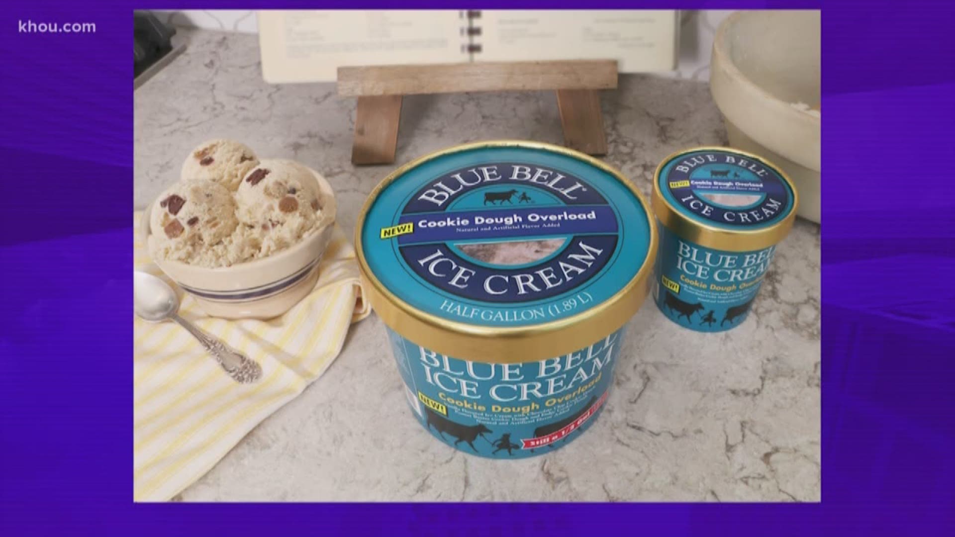 The new Blue Bell flavor, Cookie Dough Overload, is vanilla ice cream with hints of brown sugar, loaded with chocolate chip, peanut better and fudge cookie dough.