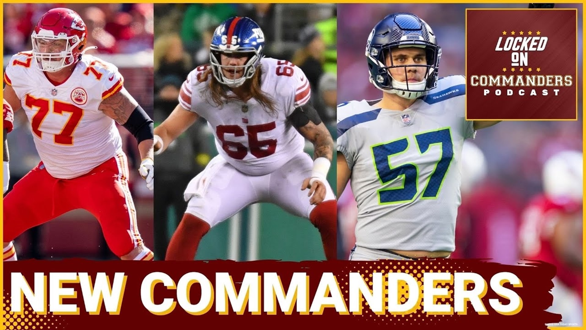 Getting to know new Washington Commanders Andrew Wylie, Nick Gates, and Cody Barton with hosts of Locked On Chiefs, Giants, and Seahawks.