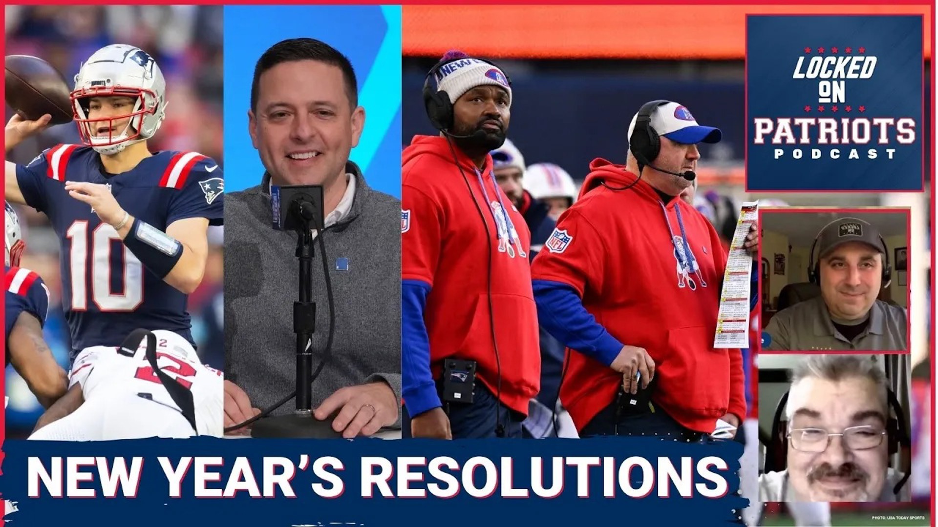 New England Patriots New Year’s Resolutions Drake Maye, Jerod Mayo