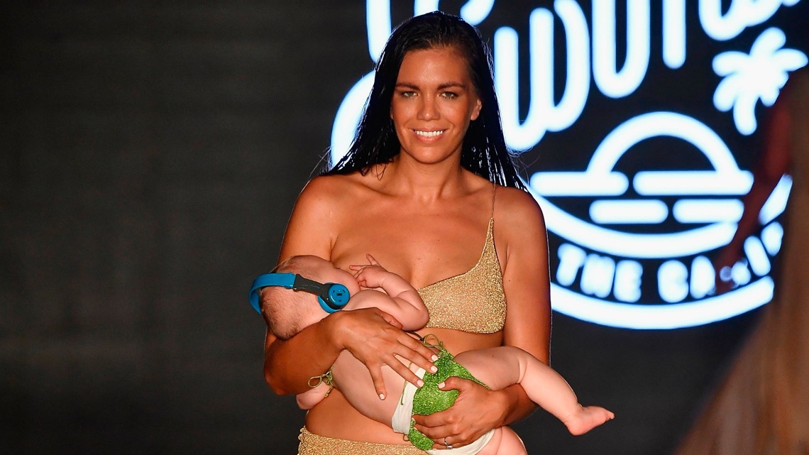 Model Valeria Garcia Breast Pumps During Marta Jakubowski Fashion Show