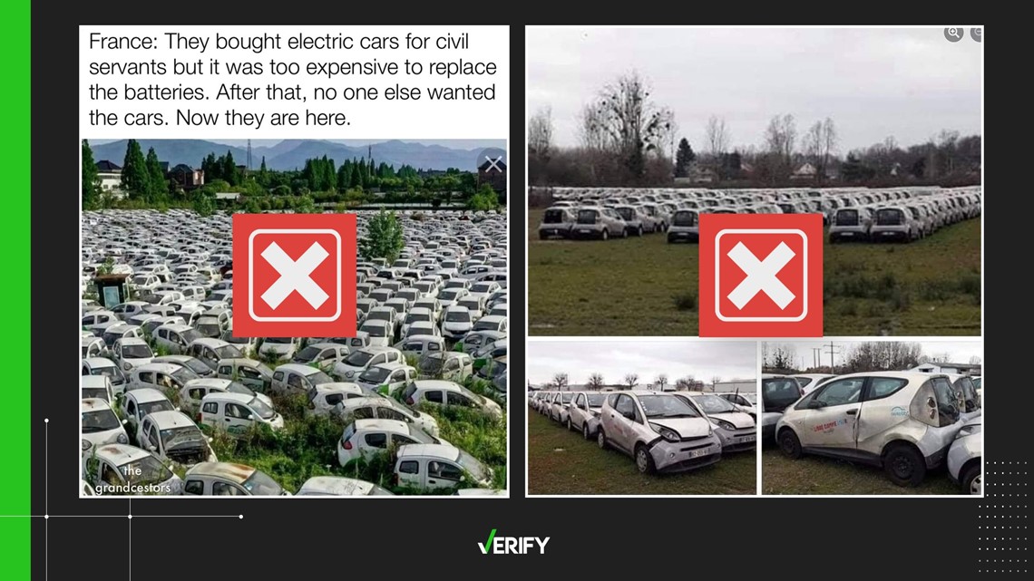 Factchecking images claiming to show abandoned electric vehicles in