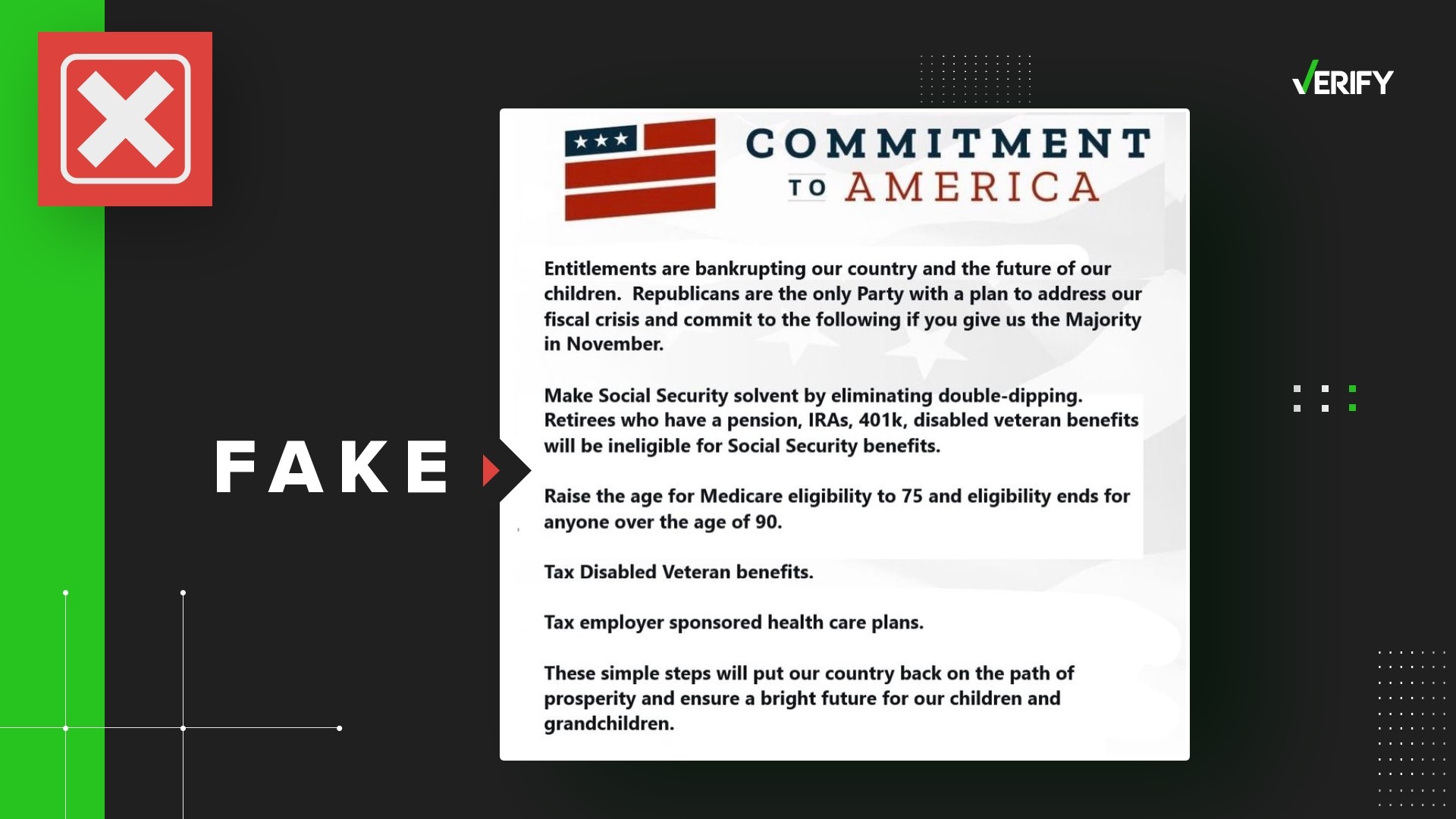 Social media posts falsely claim the House GOP’s Commitment to America plan specifies cuts to Medicare and Social Security benefits for some groups.