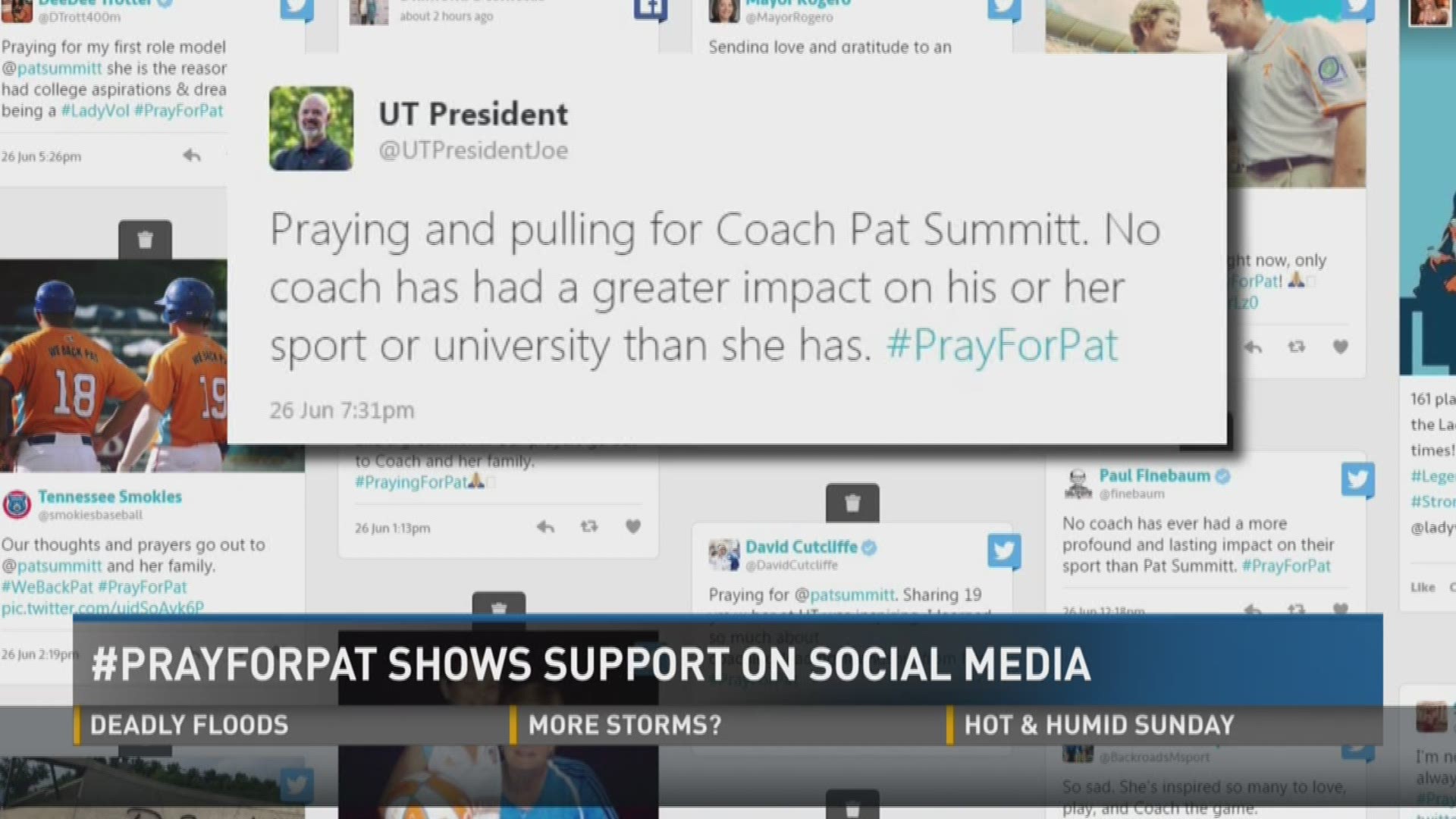 Thousands of people have shown their support for former UT Lady Vols Coach Pat Summitt on social media this weekend.