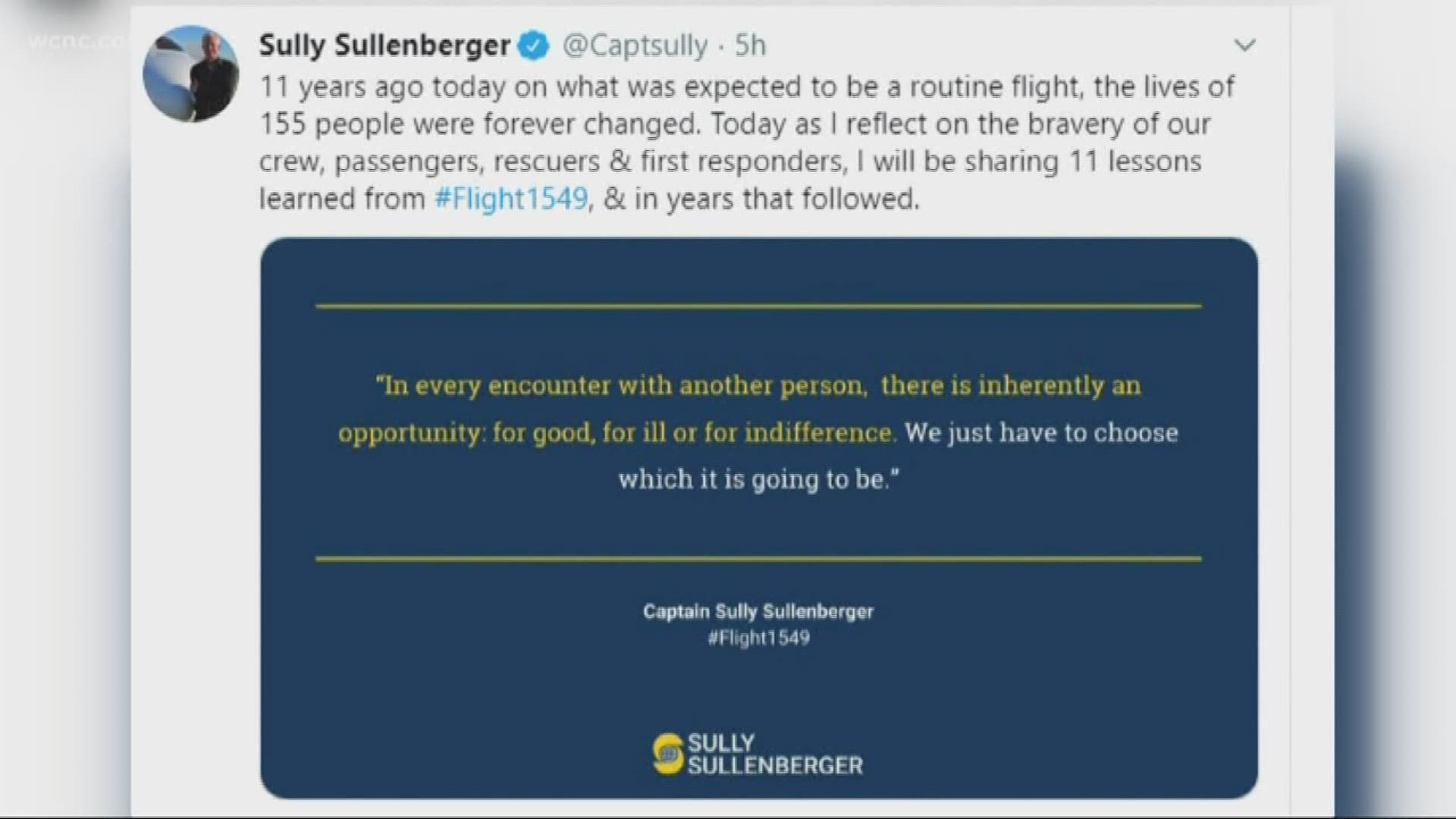 Flight 1549, bound for Charlotte, made a crash landing into the icy Hudson River. Eleven years later, Captain Sully reflects.
