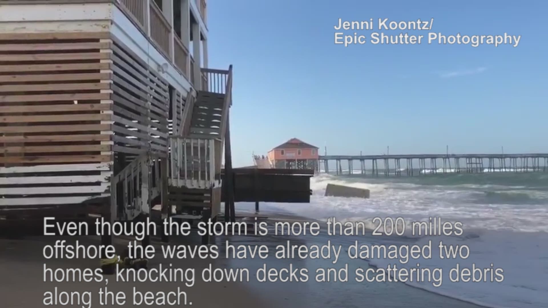 Several homes are feeling the effects of Tropical Storm Chris on the Carolina coast.