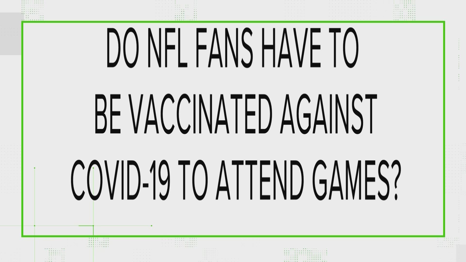 The Carolina Panthers and Bank of America Stadium are not requiring fans to be vaccinated at this time.