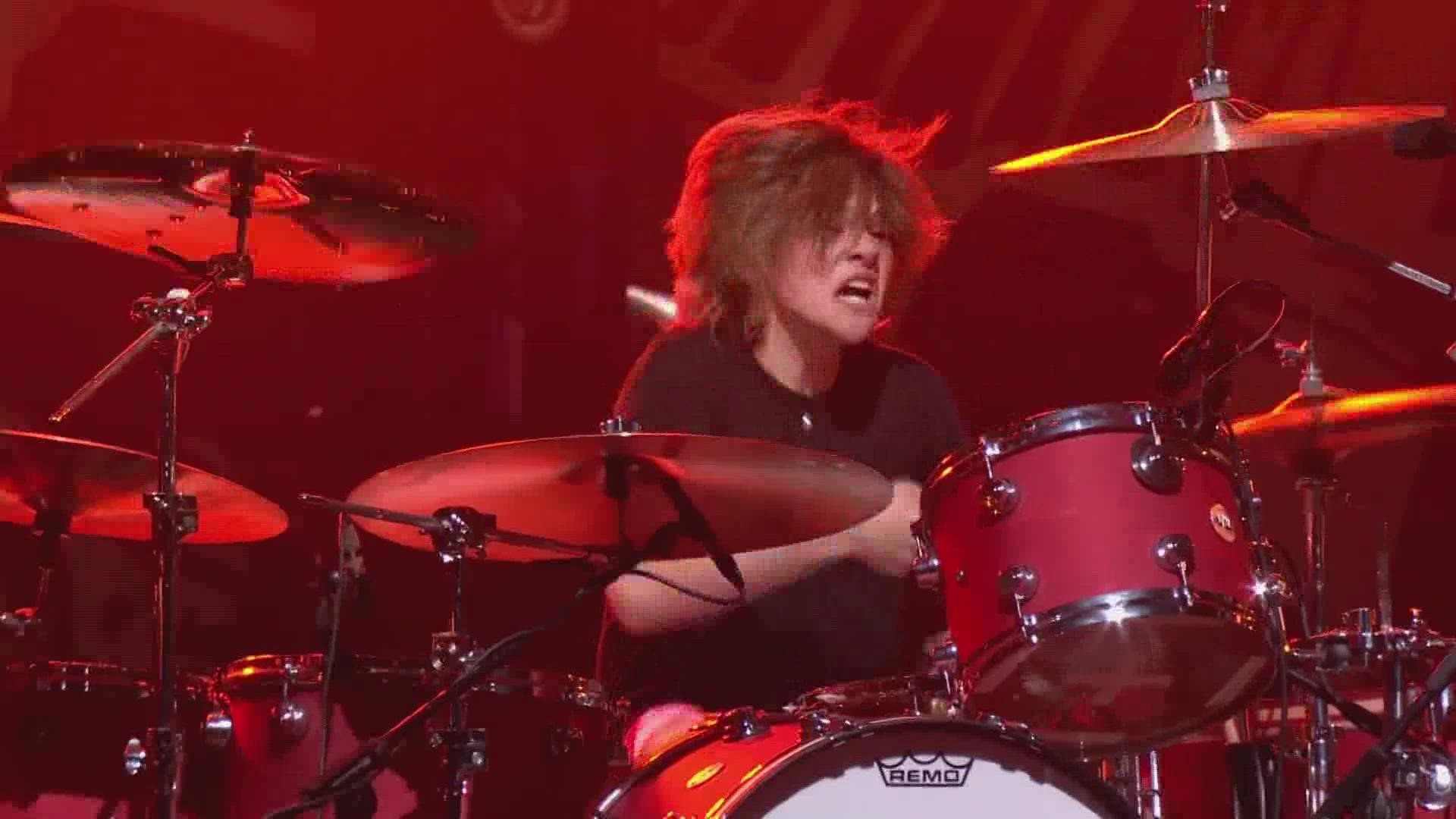 The 16-year-old performed with the band for the first concert they've had since drummer Taylor Hawkins' death in March.