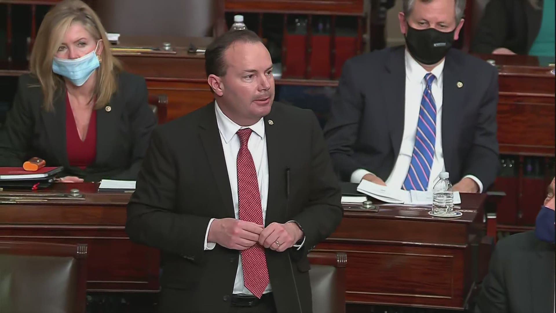 Sen. Mike Lee, R-Utah, objected to arguments made by House impeachment managers, saying he did not make comments the managers claimed.