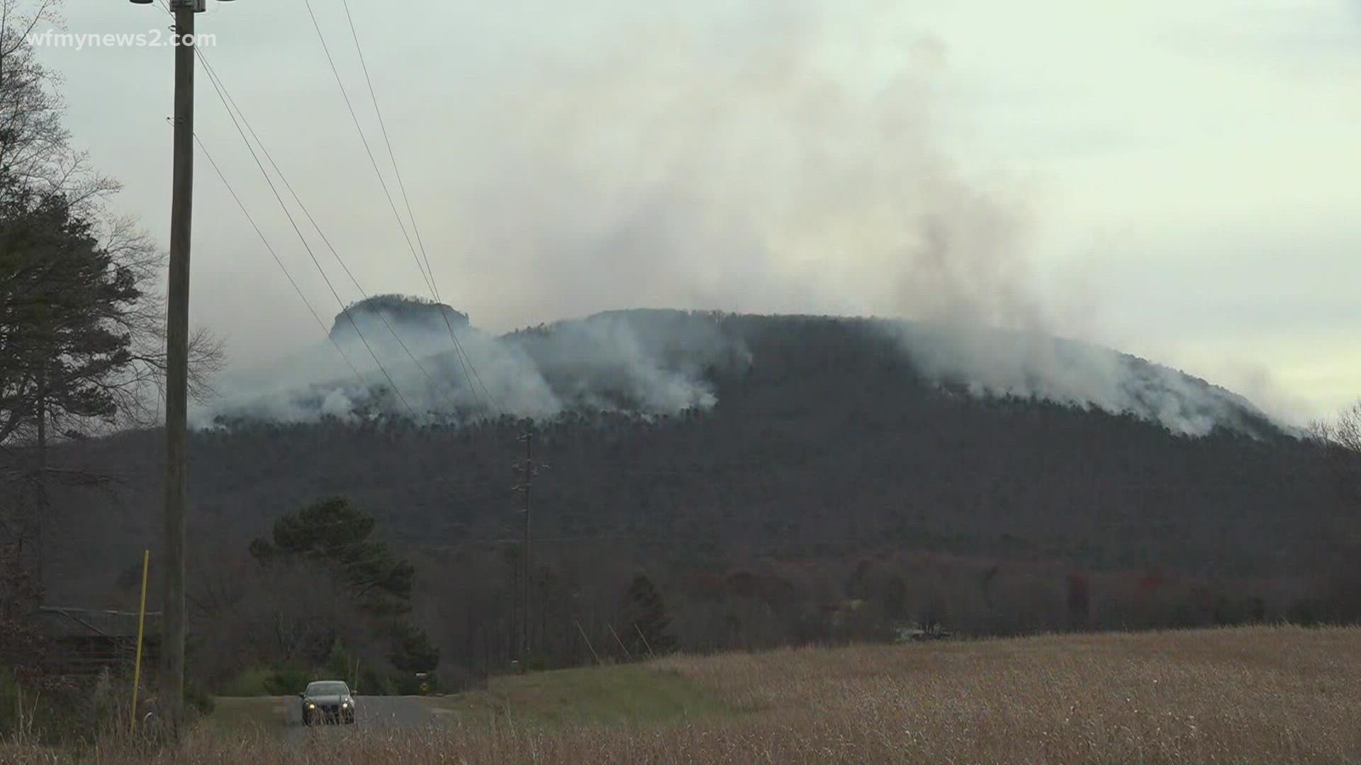 The Pilot Knob Volunteer Fire Department says they first received a call about the blaze Saturday evening.