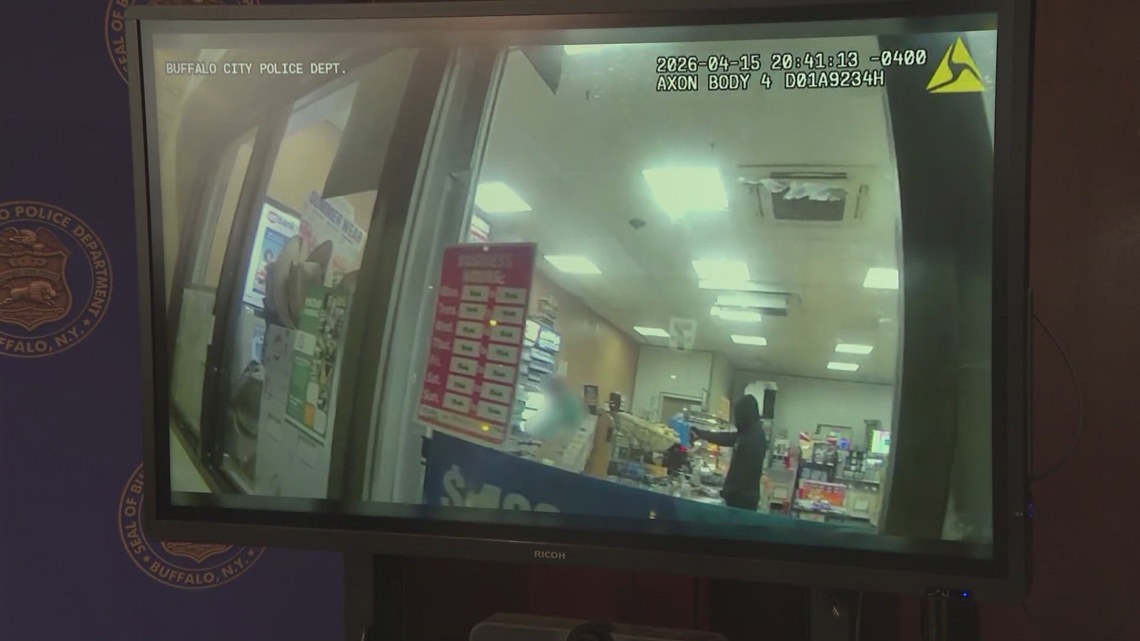 Surveillance, bodycam footage show how Buffalo Police ended up in the middle of an armed robbery at 7-Eleven
