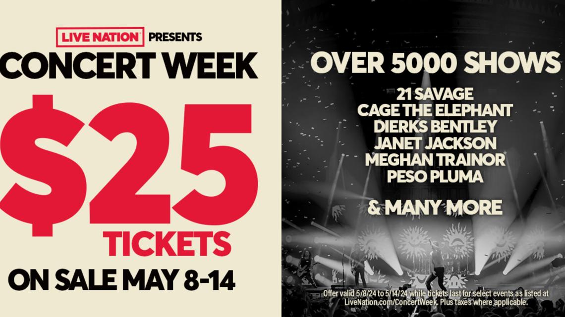 Live Nation Concert Week $25 tickets list | 13newsnow.com