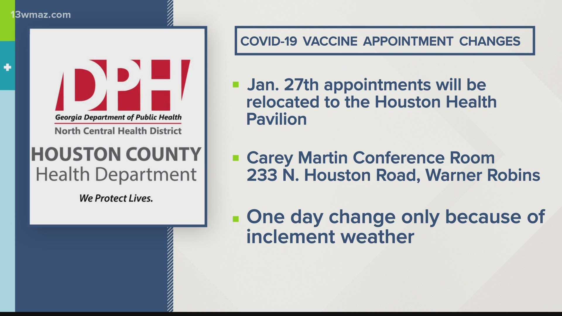 Houston County Health Department Changes Vaccination Location 13newsnow Com