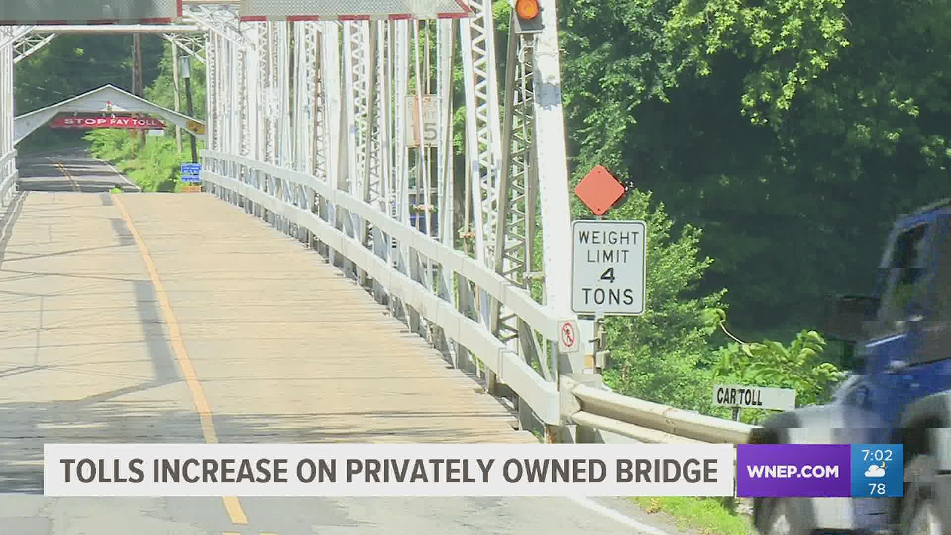 The Dingmans Ferry Bridge usually sees about 150 vehicles a day but traffic is often heavier on holiday weekends.