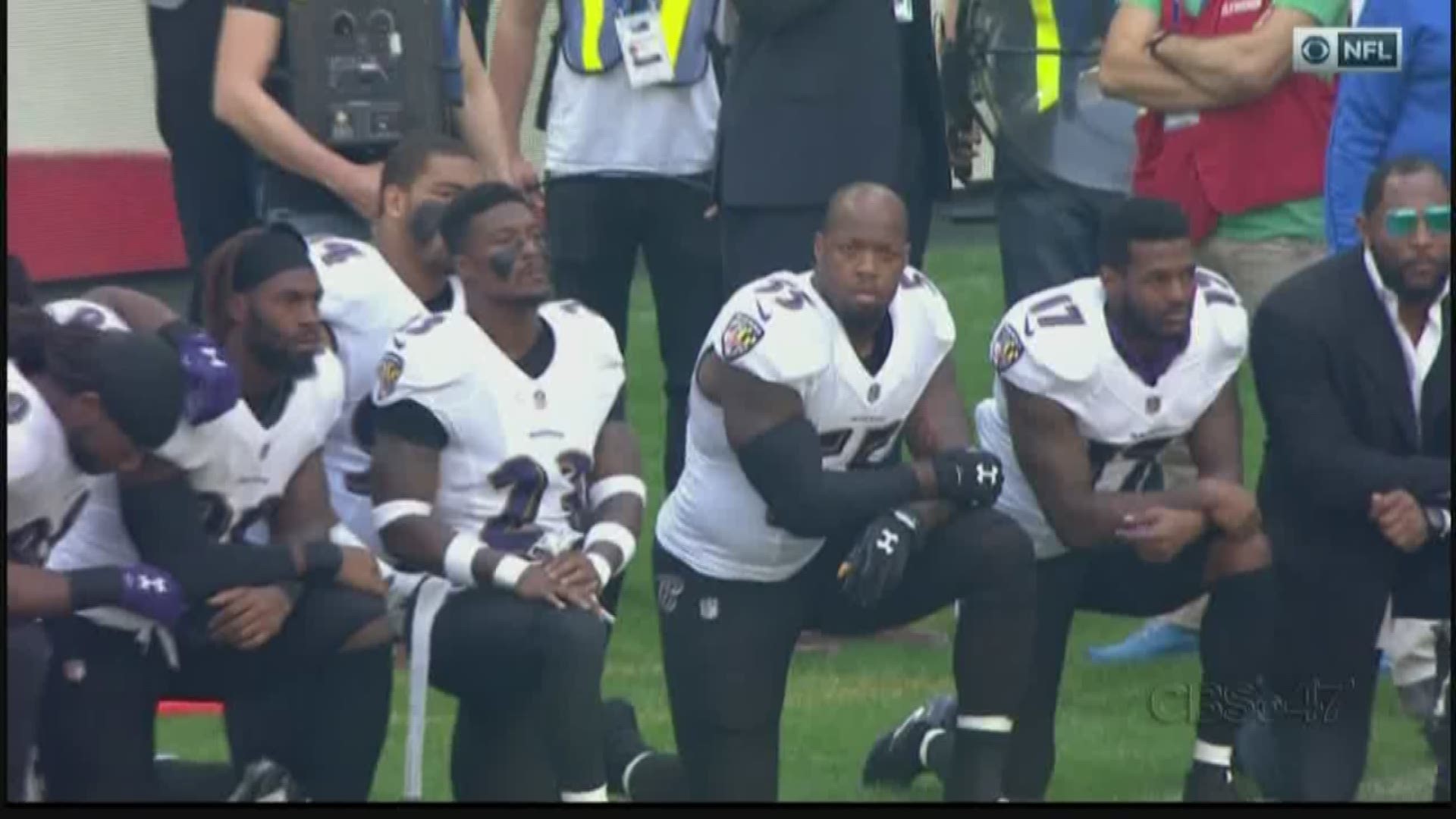 Ravens and Jaguars Players Kneel and Lock Arms During National Anthem