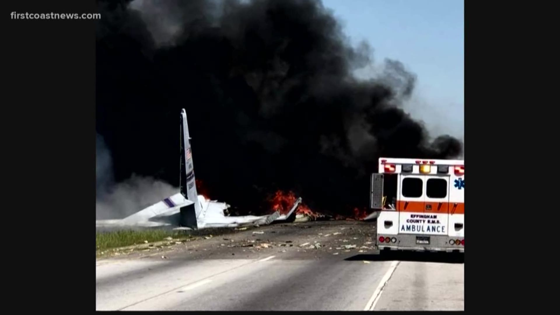 AP 9 people aboard military plane that crashed in Savannah, no