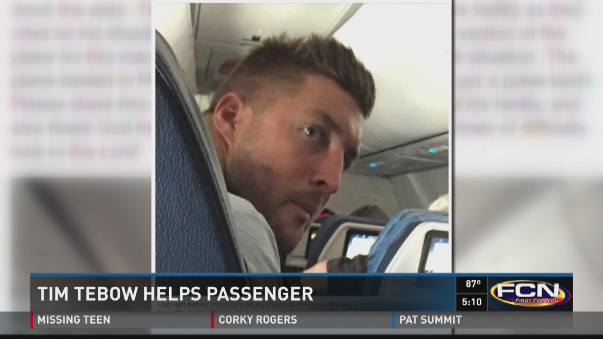 Tim Tebow Helps Passengers During On-Flight Medical Emergency