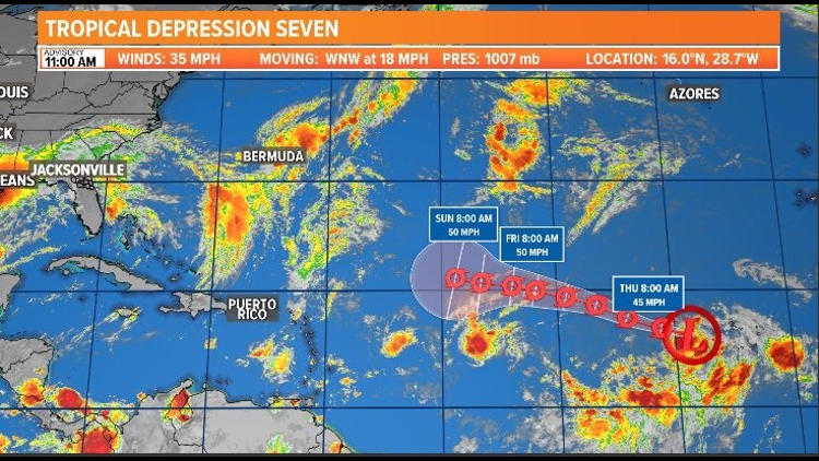 Tropical Depression Seven Forms In The Atlantic Ocean | 13newsnow.com