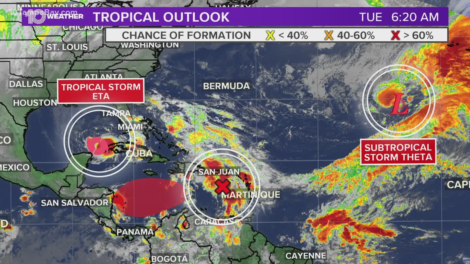 Subtropical Storm Theta in the Atlantic