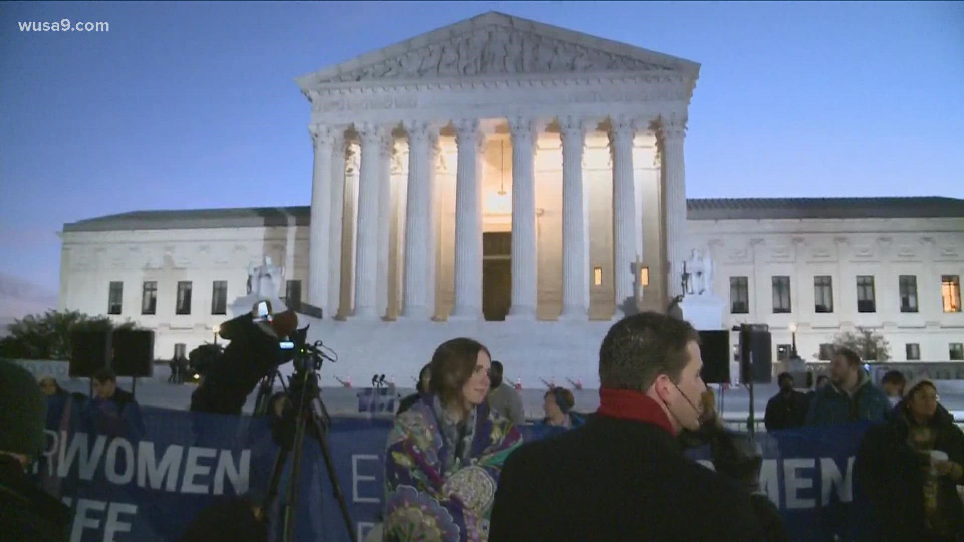 People on both sides of the issues were outside of the Supreme Court building early to make their voices heard