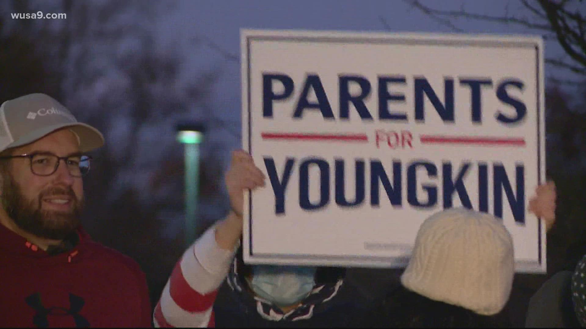 Saturday's rally was in the parking lot of the Loudoun County Public School headquarters, a fact that was not lost on the crowd of parents.