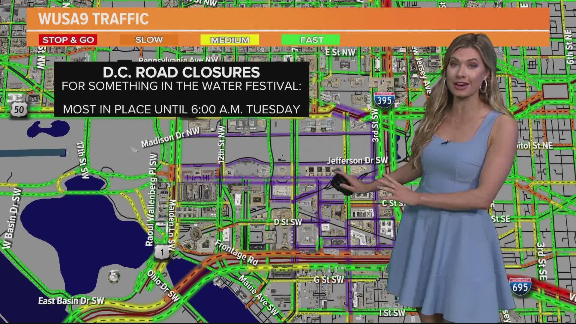 Drivers can expect for road closures until Tuesday morning in DC.