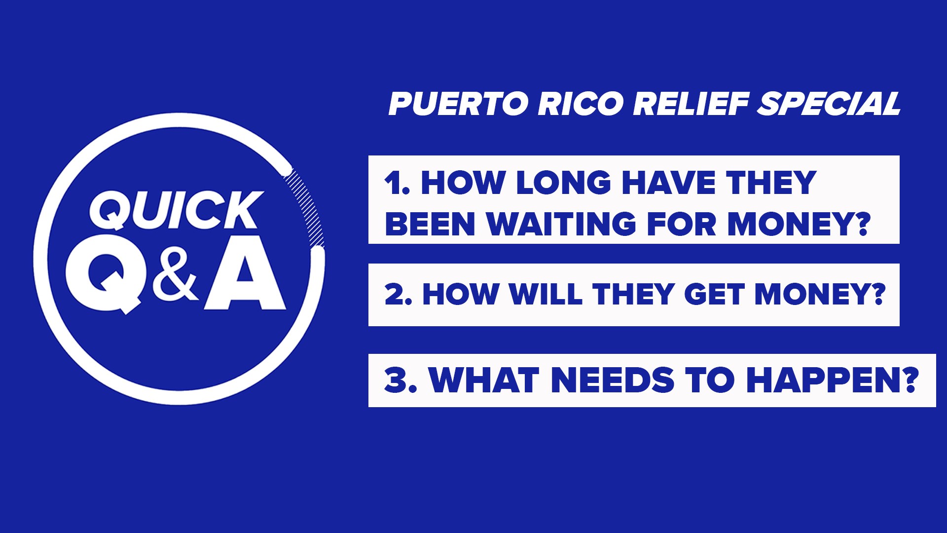 A special Quick Questions dedicated to answering questions about what happened to the relief funds owed to the citizens of Puerto Rico after the disasters