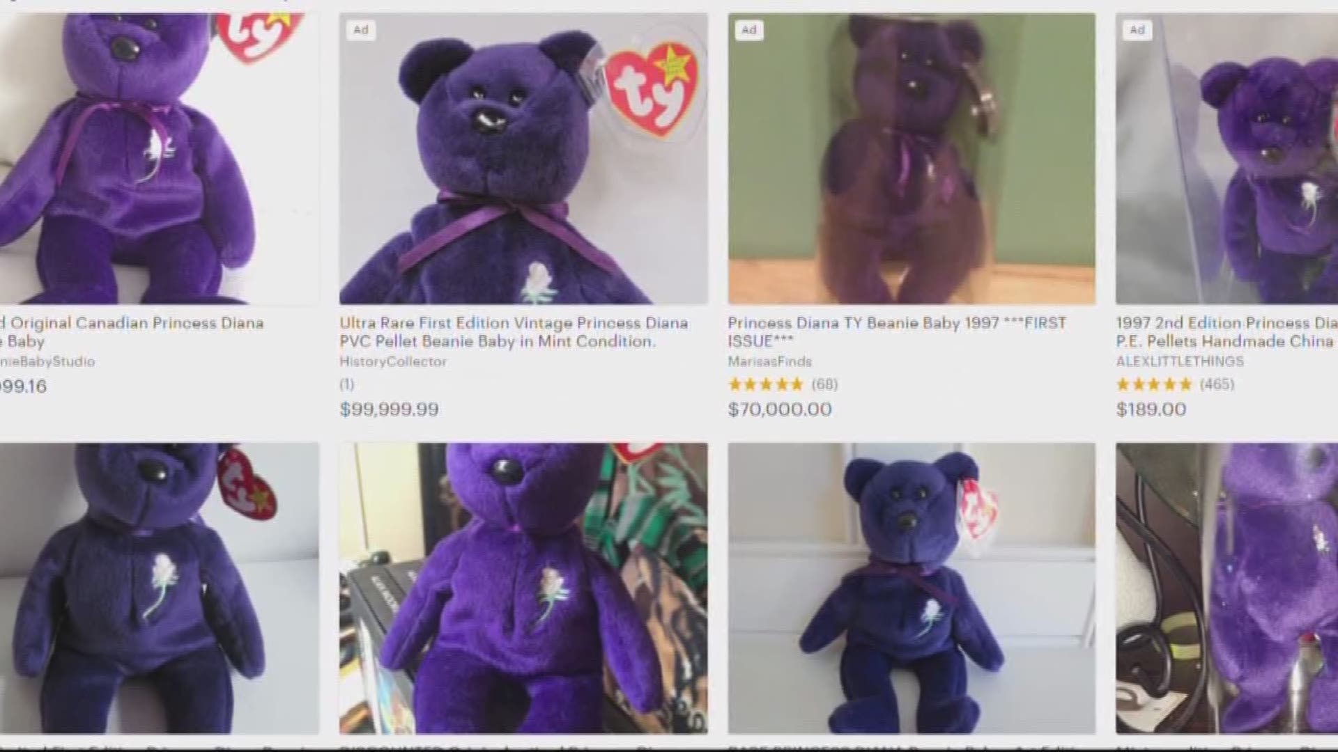 princess diana beanie baby errors