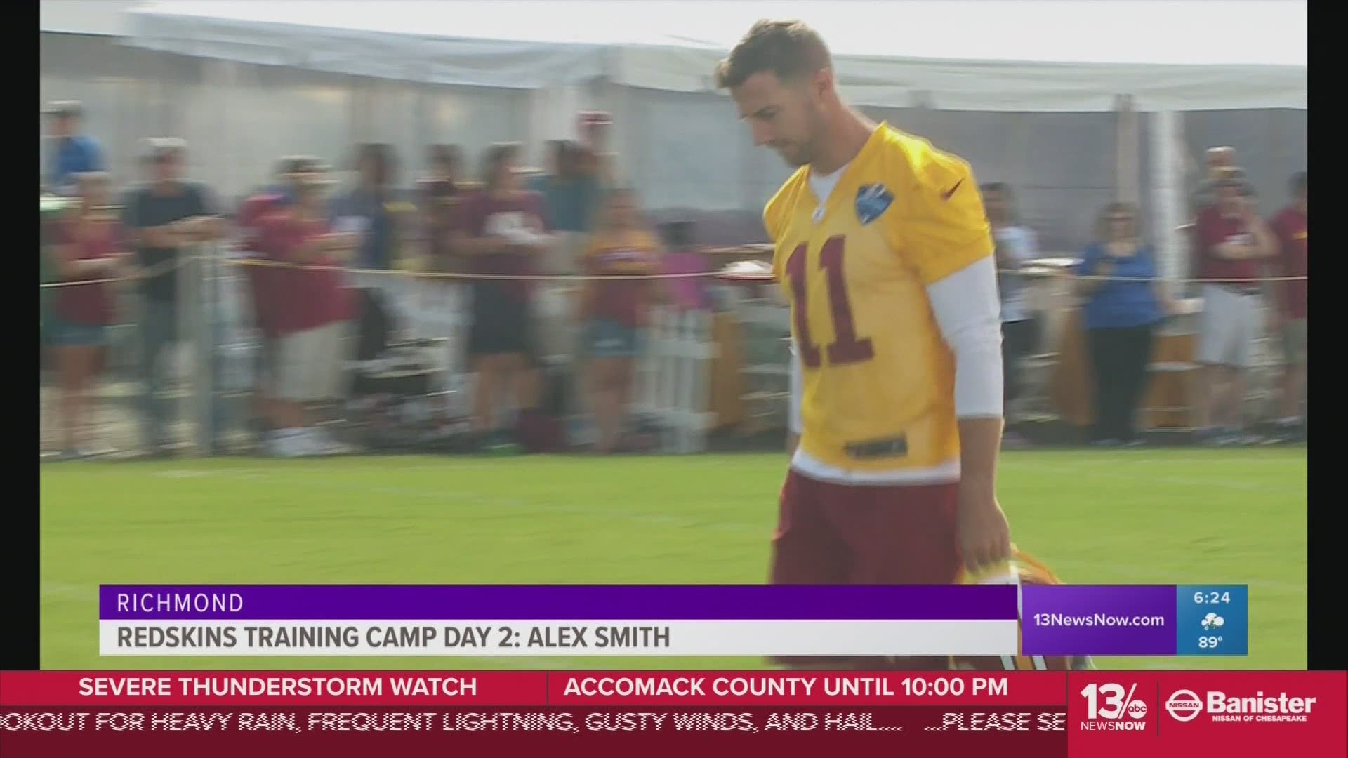 Washington quarterback, Alex Smith is making a smooth transition with the team during training camp. 13 Sports Director, Scott Cash has the story.