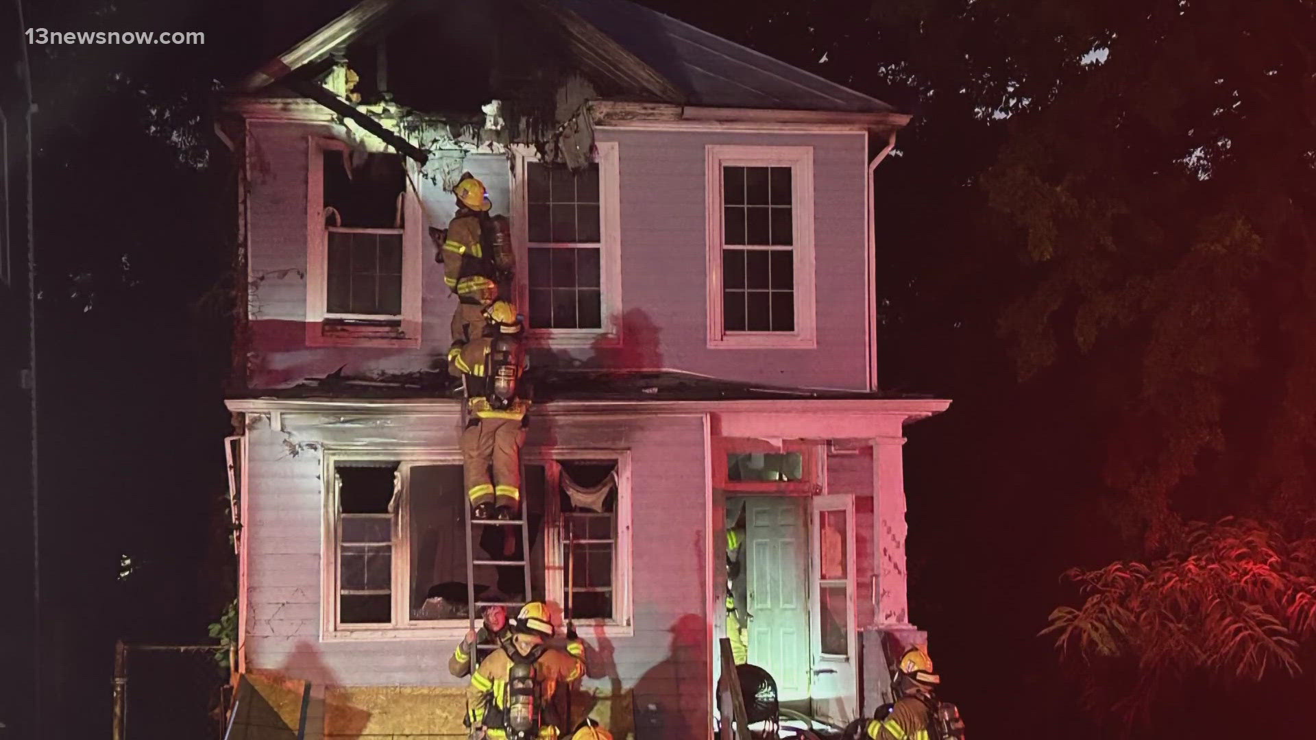 The fire happened Saturday night in the 1000 block of Barney Street, off of Tidewater Drive.