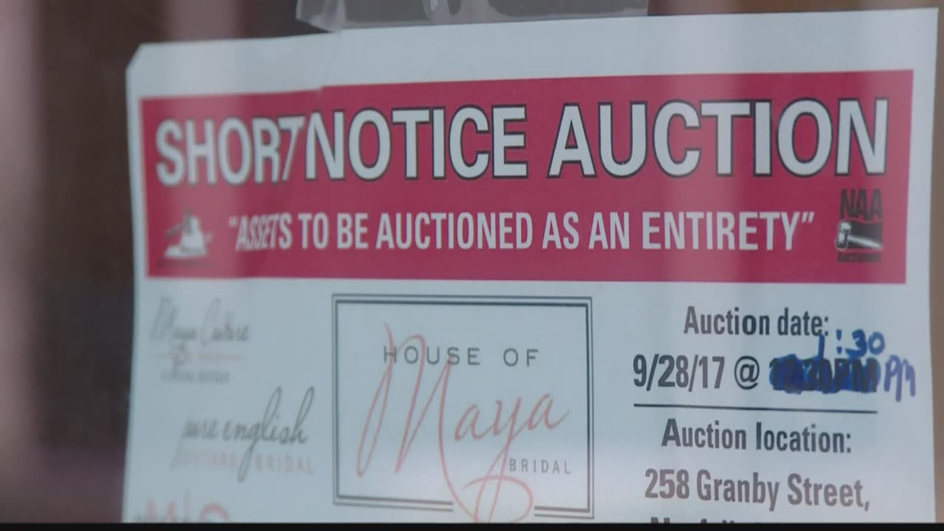 Wedding dresses, furniture, fixtures and all assets of House of Maya bridal shop's $2.3 million in inventory was auctioned off Thursday.